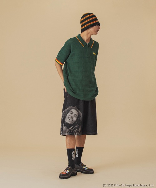 XLARGE×BOB MARLEY メッシュニットポロシャツ XLARGE×BOB MARLEY MESH KNIT POLO SHIRT（ポロシャツ）｜XLARGE