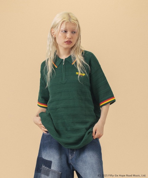 XLARGE×BOB MARLEY メッシュニットポロシャツ XLARGE×BOB MARLEY MESH KNIT POLO SHIRT（ポロシャツ）｜XLARGE