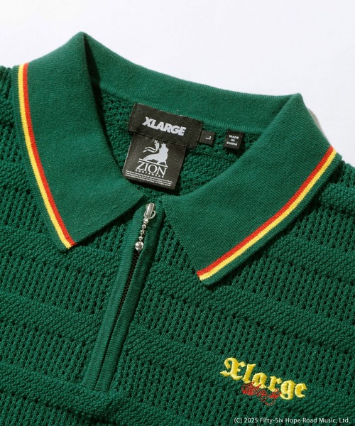 XLARGE×BOB MARLEY メッシュニットポロシャツ XLARGE×BOB MARLEY MESH KNIT POLO SHIRT（ポロシャツ）｜XLARGE