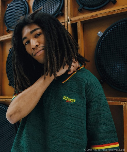 XLARGE×BOB MARLEY メッシュニットポロシャツ XLARGE×BOB MARLEY MESH KNIT POLO SHIRT（ポロシャツ）｜XLARGE