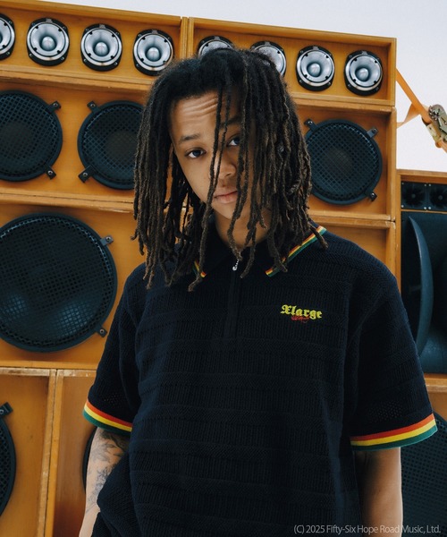 XLARGE（エクストララージ）の「XLARGE×BOB MARLEY MESH KNIT POLO SHIRT（ポロシャツ・メンズ・ブラック/グリーン・XL/L/M/S）」の5枚目の写真