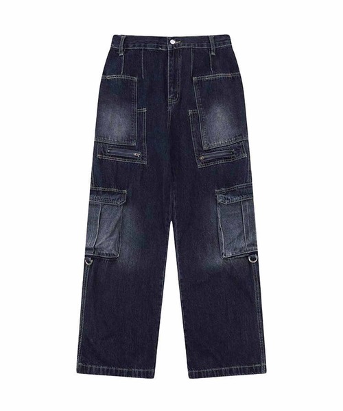 TopIsm(トップイズム)の「【2025】ビンテージ加工 デニム バギーワイドカーゴパンツ(デニムパンツ・メンズ・ネイビー・M/L)」の5枚目の写真