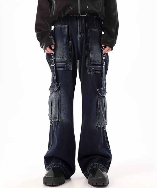 TopIsm(トップイズム)の「【2025】ビンテージ加工 デニム バギーワイドカーゴパンツ(デニムパンツ・メンズ・ネイビー・M/L)」の6枚目の写真
