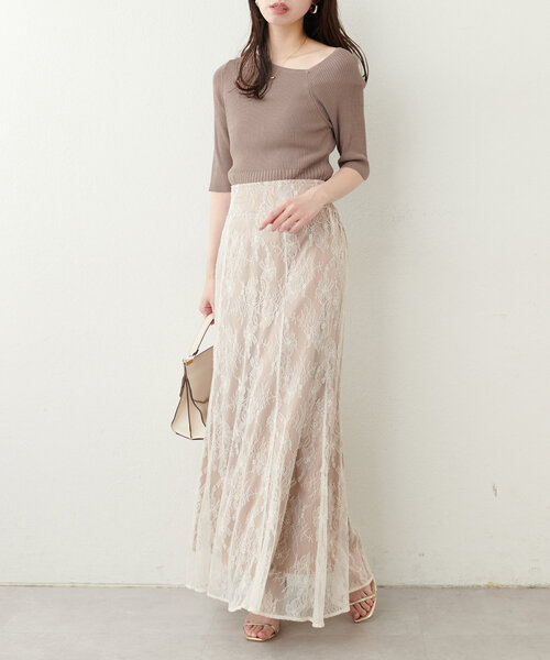 natural couture(ナチュラルクチュール)の「アシメネックリブ半袖ニット(ニット/セーター・レディース・モカ/ミント/ピンク/ブルー/オフホワイト/ブラック・FREE)」の13枚目の写真