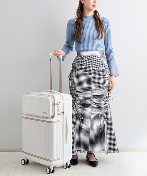 Jewelna Rose（ジュエルナローズ）の「コゼット・スーツケース Mサイズ  55L 05542（スーツケース/キャリーバッグ・レディース・ホワイト/グレイッシュベージュ/イエロー・FREE）」の4枚目の写真