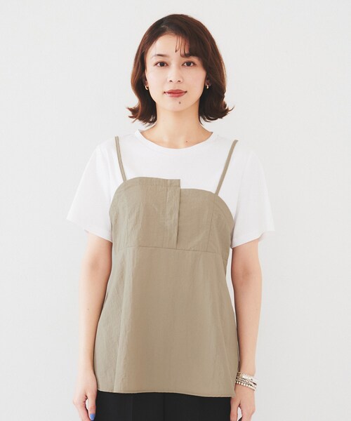 tシャツ ビスチェドッキングプルオーバー レディース Chez toi tシャツ ビスチェ見えドッキングプルオーバー