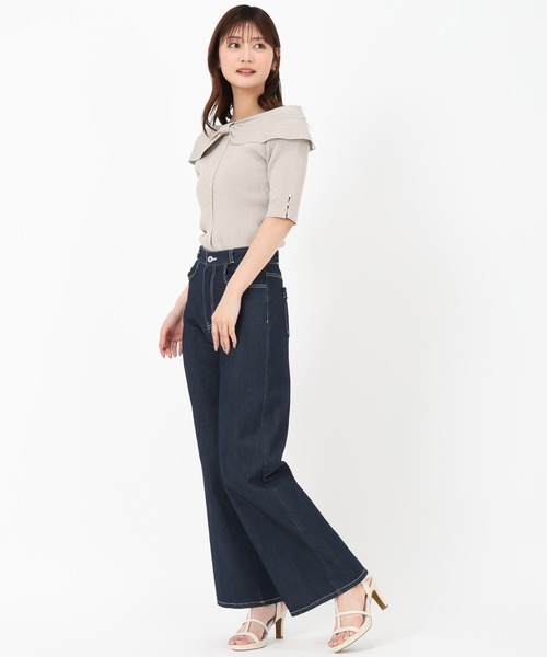 MISCH MASCH(ミッシュマッシュ)の「2wayリボンケープニット(ニット/セーター・レディース・ホワイト/ブラック/ゴールド/ブルー・フリ-)」の13枚目の写真
