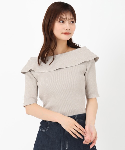 MISCH MASCH(ミッシュマッシュ)の「2wayリボンケープニット(ニット/セーター・レディース・ホワイト/ブラック/ゴールド/ブルー・フリ-)」の17枚目の写真