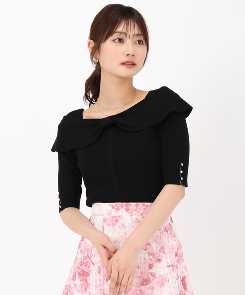 MISCH MASCH(ミッシュマッシュ)の「2wayリボンケープニット(ニット/セーター・レディース・ホワイト/ブラック/ゴールド/ブルー・フリ-)」の21枚目の写真