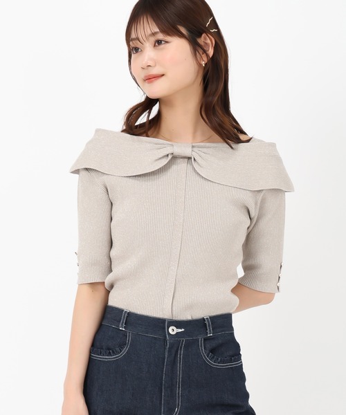MISCH MASCH(ミッシュマッシュ)の「2wayリボンケープニット(ニット/セーター・レディース・ホワイト/ブラック/ゴールド/ブルー・フリ-)」の22枚目の写真