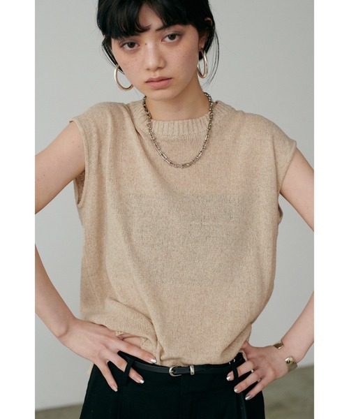LARUTA(ラルータ)の「【LARUTA】綿麻シアータンク(タンクトップ・レディース・ブラック/ベージュ/オフホワイト/ミント・FREE)」の3枚目の写真
