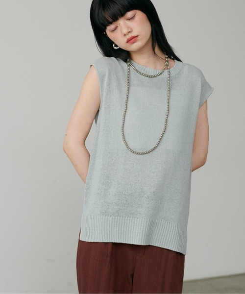LARUTA(ラルータ)の「【LARUTA】綿麻シアータンク(タンクトップ・レディース・ブラック/ベージュ/オフホワイト/ミント・FREE)」の4枚目の写真