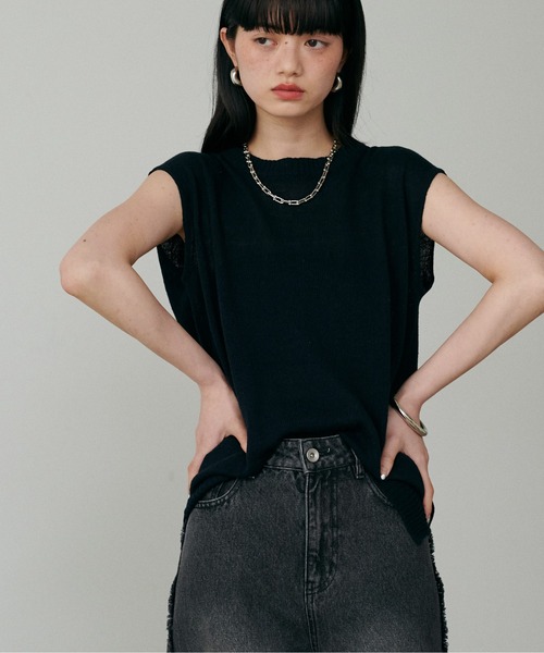 LARUTA(ラルータ)の「【LARUTA】綿麻シアータンク(タンクトップ・レディース・ブラック/ベージュ/オフホワイト/ミント・FREE)」の10枚目の写真