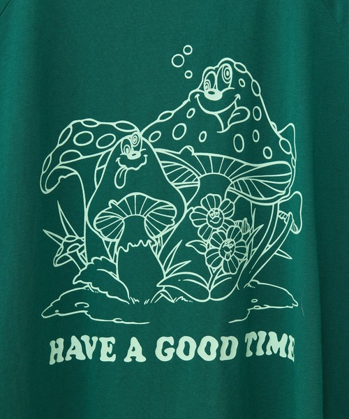 Candy Stripper(キャンディストリッパー)の「MUSHROOM TWINS OVER SIZE RAGLAN トップス(Tシャツ/カットソー・レディース・ライトベージュ/グリーン/ブラウン・FREE)」の4枚目の写真