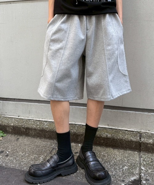 Chikashitsu +（チカシツプラス）の「【Chikashitsu +】stitch bermuda sweat pants / 【チカシツプラス】スティッチバミューダハーフスウェットパンツ（スウェットパンツ・メンズ・ブラック/杢グレー・ONE SIZE）」の19枚目の写真