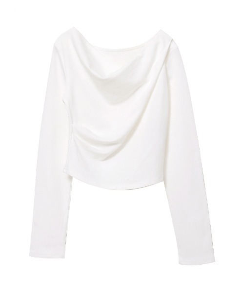 Rejoule（リジュール）の「ドレープデザインロングスリーブTシャツ（Tシャツ/カットソー・レディース・ブラック/ホワイト/クリーム・FREE）」の13枚目の写真