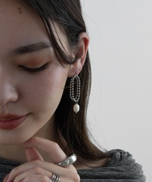 金属アレルギー対応 ボールチェーン淡水パールピアス