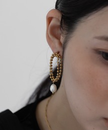 金属アレルギー対応 ボールチェーン淡水パールピアス