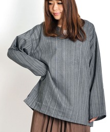長袖 キーネックTシャツ ロンT エスニックシャツ