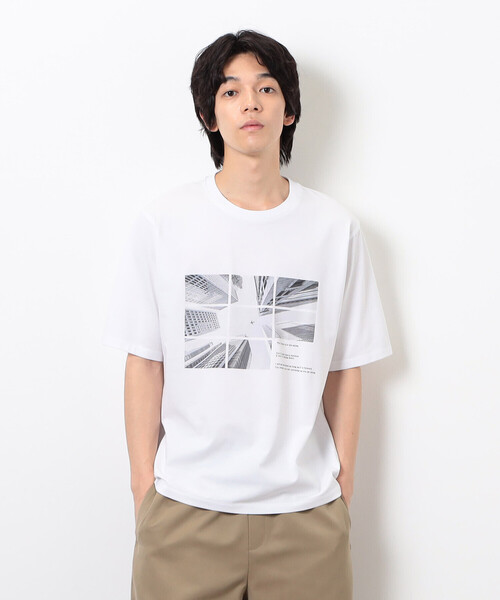COMME CA ISM(コムサイズム)の「【接触冷感】 Feel-Cool フォトTシャツ 「CITY SKY」(Tシャツ/カットソー・メンズ・グレー/ホワイト・LARGE/MEDIUM)」の13枚目の写真