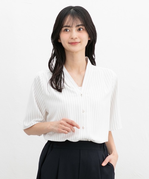 金釦Vネックブラウス（シャツ/ブラウス）｜Honeys（ハニーズ