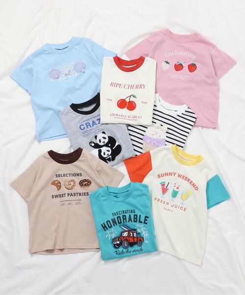 apres les cours（アプレレクール）の「【ジュニア対応】8柄バラエティモチーフ半袖Tシャツ（Tシャツ/カットソー・キッズ・ベージュ/サックスブルー/グレー/アイボリー/その他2/グリーン/レインボー/ピンク・130/120/110/100/90/80/140）」の17枚目の写真