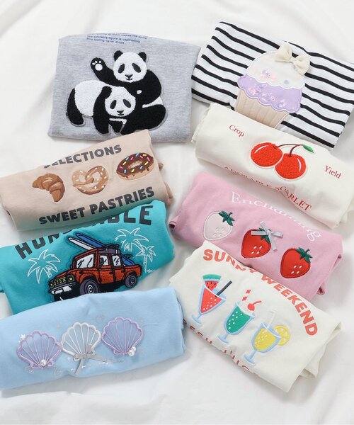 apres les cours（アプレレクール）の「【ジュニア対応】8柄バラエティモチーフ半袖Tシャツ（Tシャツ/カットソー・キッズ・ベージュ/サックスブルー/グレー/アイボリー/その他2/グリーン/レインボー/ピンク・130/120/110/100/90/80/140）」の20枚目の写真