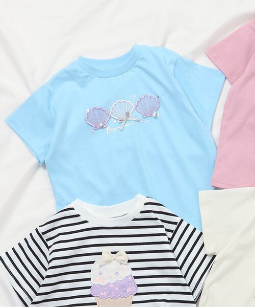 apres les cours(アプレレクール)の「【ジュニア対応】8柄バラエティモチーフ半袖Tシャツ(Tシャツ/カットソー・キッズ・ベージュ/サックスブルー/グレー/アイボリー/その他2/グリーン/レインボー/ピンク・130/120/110/100/90/80/140)」の10枚目の写真
