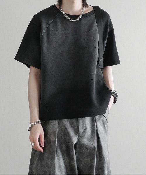 KUUUPY（クーピー）の「Powder-Washed Thermal Distressed T-Shirt - パウダー加工サーマルダメージTシャツ（Tシャツ/カットソー・メンズ・レッド/ブラック・LARGE/MEDIUM/SMALL）」の9枚目の写真