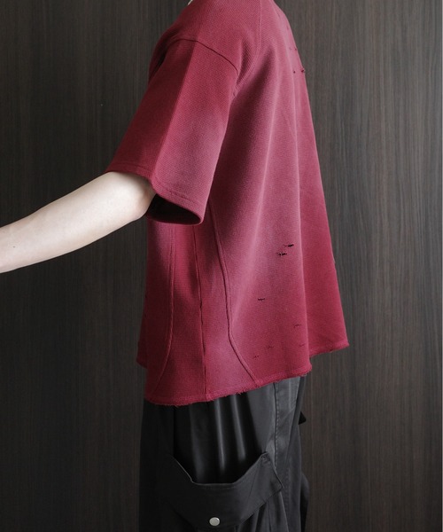 KUUUPY（クーピー）の「Powder-Washed Thermal Distressed T-Shirt - パウダー加工サーマルダメージTシャツ（Tシャツ/カットソー・メンズ・レッド/ブラック・LARGE/MEDIUM/SMALL）」の17枚目の写真