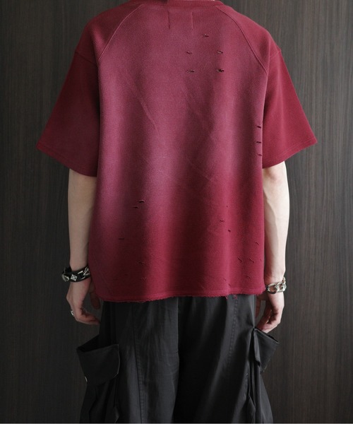 KUUUPY（クーピー）の「Powder-Washed Thermal Distressed T-Shirt - パウダー加工サーマルダメージTシャツ（Tシャツ/カットソー・メンズ・レッド/ブラック・LARGE/MEDIUM/SMALL）」の18枚目の写真