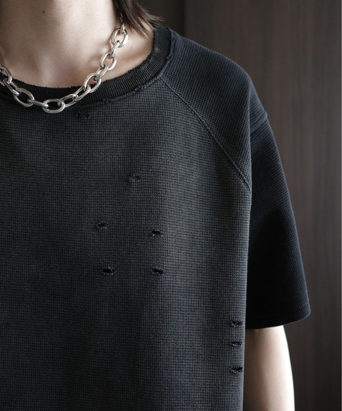 KUUUPY（クーピー）の「Powder-Washed Thermal Distressed T-Shirt - パウダー加工サーマルダメージTシャツ（Tシャツ/カットソー・メンズ・レッド/ブラック・LARGE/MEDIUM/SMALL）」の10枚目の写真