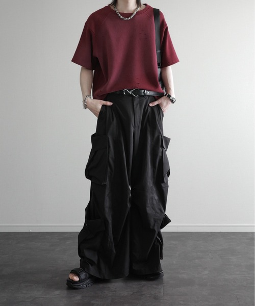 KUUUPY（クーピー）の「Powder-Washed Thermal Distressed T-Shirt - パウダー加工サーマルダメージTシャツ（Tシャツ/カットソー・メンズ・レッド/ブラック・LARGE/MEDIUM/SMALL）」の21枚目の写真