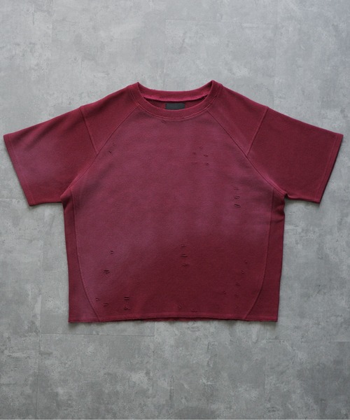 Powder-Washed Thermal Distressed T-Shirt - パウダー加工