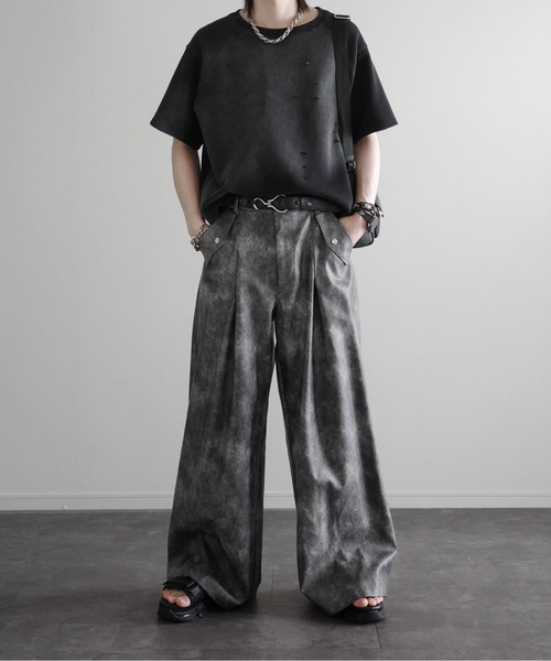 KUUUPY（クーピー）の「Powder-Washed Thermal Distressed T-Shirt - パウダー加工サーマルダメージTシャツ（Tシャツ/カットソー・メンズ・レッド/ブラック・LARGE/MEDIUM/SMALL）」の15枚目の写真