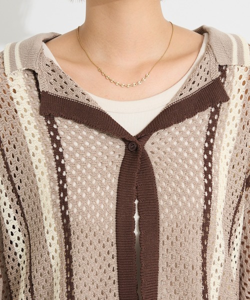 CRAFT STANDARD BOUTIQUE（クラフトスタンダードブティック）の「クロシェバイカラーニットカーディガン◆（カーディガン/ボレロ・レディース・アイボリー/ブラウン・FREE）」の19枚目の写真