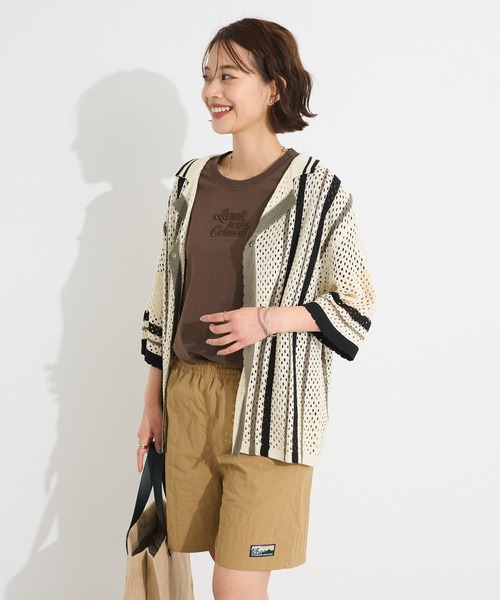 CRAFT STANDARD BOUTIQUE（クラフトスタンダードブティック）の「クロシェバイカラーニットカーディガン◆（カーディガン/ボレロ・レディース・アイボリー/ブラウン・FREE）」の12枚目の写真