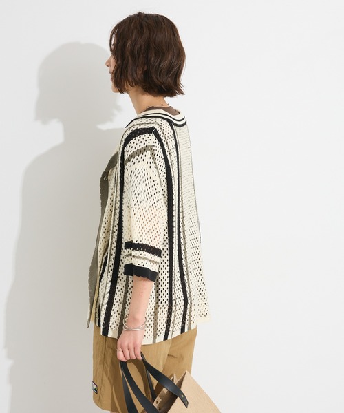 CRAFT STANDARD BOUTIQUE（クラフトスタンダードブティック）の「クロシェバイカラーニットカーディガン◆（カーディガン/ボレロ・レディース・アイボリー/ブラウン・FREE）」の14枚目の写真