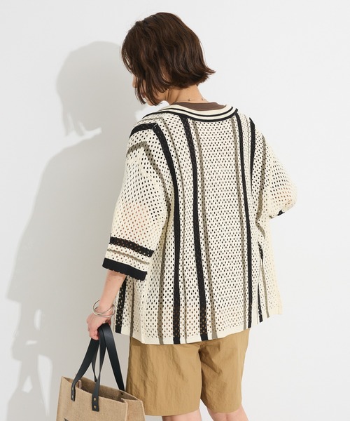 CRAFT STANDARD BOUTIQUE（クラフトスタンダードブティック）の「クロシェバイカラーニットカーディガン◆（カーディガン/ボレロ・レディース・アイボリー/ブラウン・FREE）」の15枚目の写真