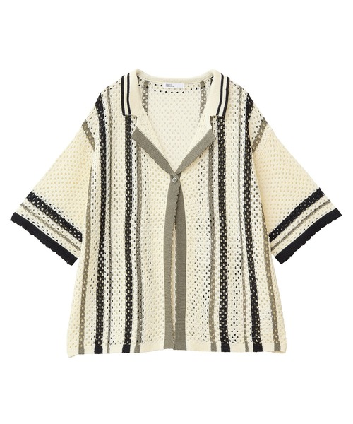 CRAFT STANDARD BOUTIQUE（クラフトスタンダードブティック）の「クロシェバイカラーニットカーディガン◆（カーディガン/ボレロ・レディース・アイボリー/ブラウン・FREE）」の22枚目の写真