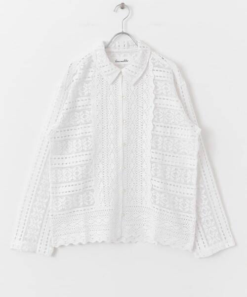 セール】sara mallika COTTON BORDER LACE TOP（その他トップス