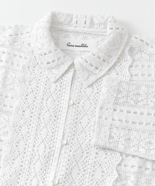 セール】sara mallika COTTON BORDER LACE TOP（その他トップス
