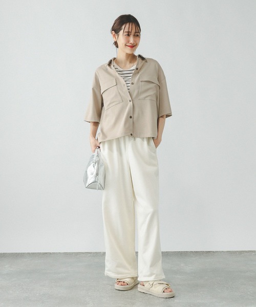 GLOBAL WORK(グローバルワーク)の「お手入れラクラクセットアップ/シャツ半袖/321359(シャツ/ブラウス・レディース・ブラック/ライトベージュ/ベージュ系その他7・MEDIUM/LARGE)」の18枚目の写真
