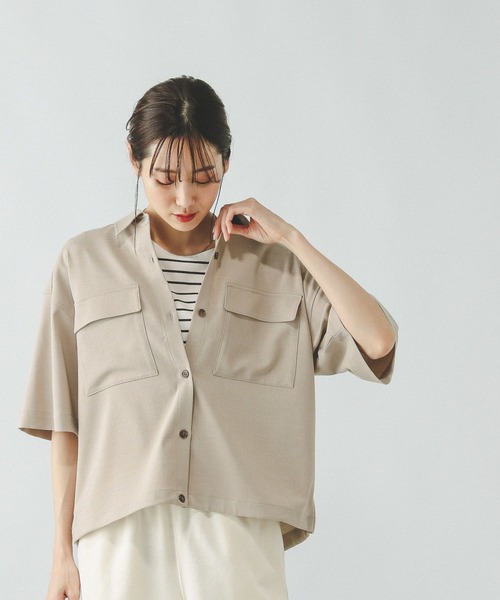 GLOBAL WORK(グローバルワーク)の「お手入れラクラクセットアップ/シャツ半袖/321359(シャツ/ブラウス・レディース・ブラック/ライトベージュ/ベージュ系その他7・MEDIUM/LARGE)」の20枚目の写真
