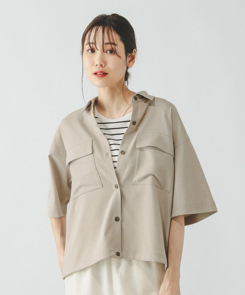 GLOBAL WORK(グローバルワーク)の「お手入れラクラクセットアップ/シャツ半袖/321359(シャツ/ブラウス・レディース・ブラック/ライトベージュ/ベージュ系その他7・MEDIUM/LARGE)」の21枚目の写真
