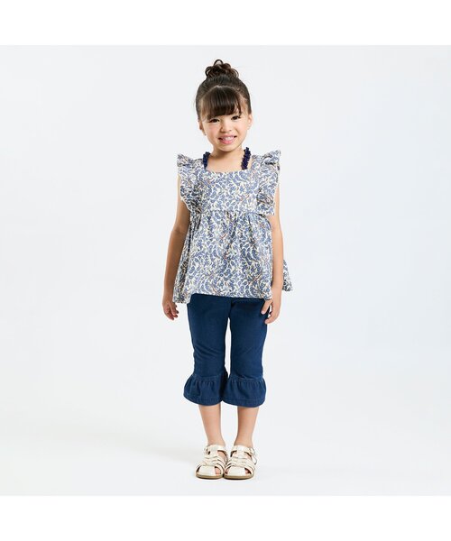 Seraph（セラフ）の「【接触冷感/ジュニア対応】ひんやりカプリパンツ（その他パンツ・キッズ・ネイビー/サックスブルー/ベビーピンク/チェック/キナリ・90/100/110/130/140/120/80）」の9枚目の写真