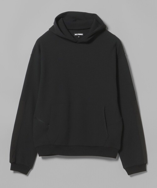 BEAMS GOLF(ビームスゴルフ)の「B.G.THREE / ALL-TINE ワッフル フード プルオーバーシャツ(パーカー・メンズ・ブラック/ホワイト・X-LARGE/LARGE/MEDIUM)」の2枚目の写真