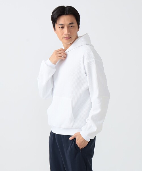 BEAMS GOLF(ビームスゴルフ)の「B.G.THREE / ALL-TINE ワッフル フード プルオーバーシャツ(パーカー・メンズ・ブラック/ホワイト・X-LARGE/LARGE/MEDIUM)」の5枚目の写真