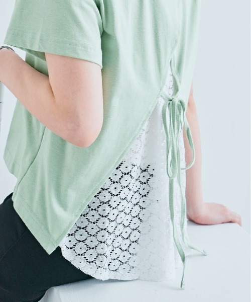 kirakiraShop(キラキラショップ)の「バック レース ドッキング Tシャツ(Tシャツ/カットソー・レディース・ミント/オフホワイト・M/L)」の14枚目の写真