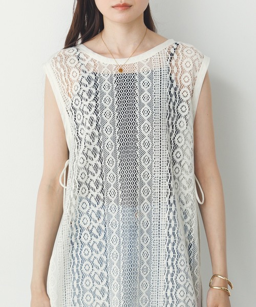 hunch（ハンチ）の「レースレイヤード ノースリーブ ワンピース（ワンピース・レディース・ブラック/オフホワイト・FREE）」の17枚目の写真